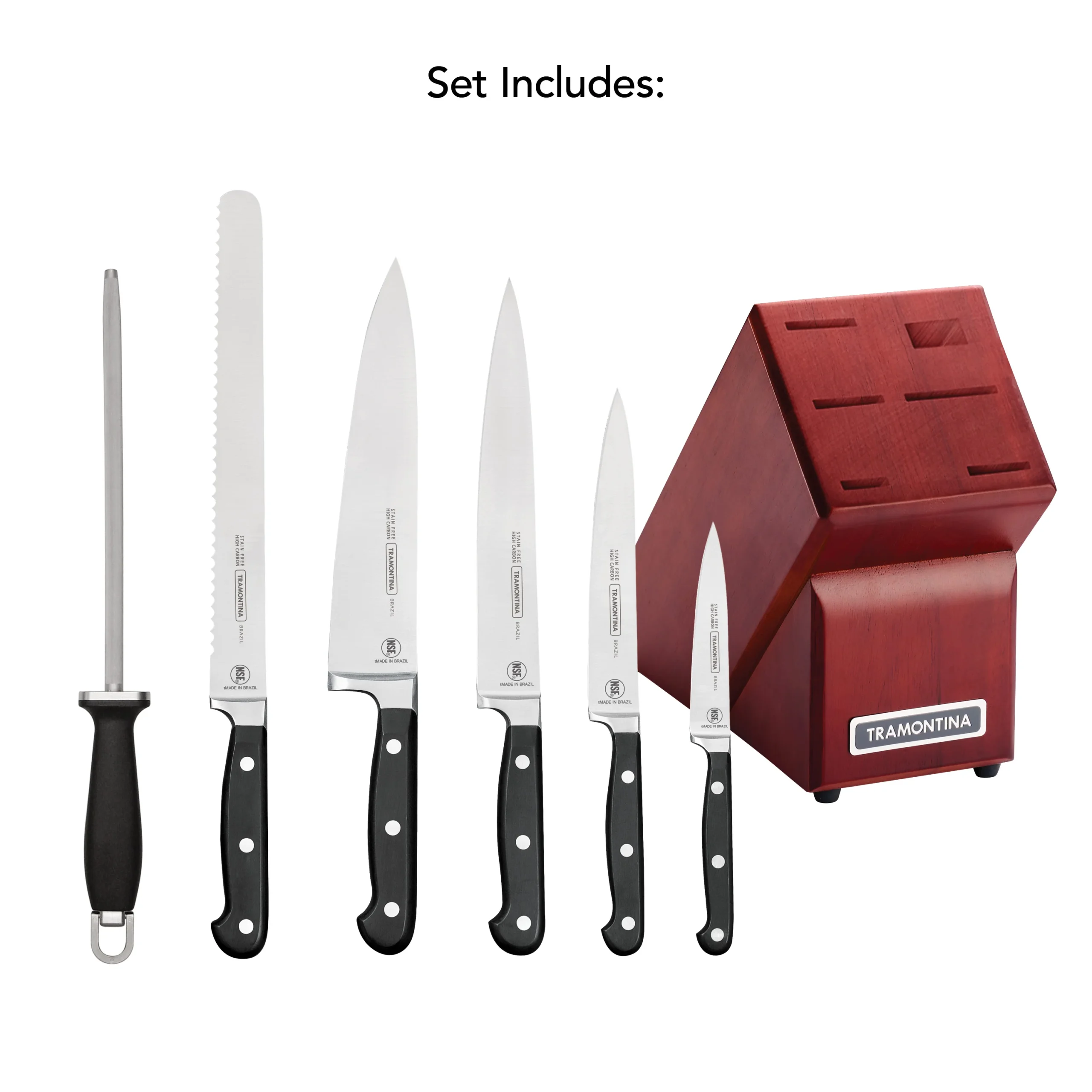 ⁦Professional Forged 7 Piece Knife Set with Hardwood Counter Block⁩ - الصورة ⁦4⁩